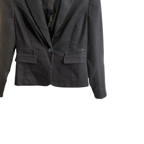 Calvin Klein Womens Blazer Size 2 Black Fully Lined Zip Pockets Notched Collar - Picture 3 of 8